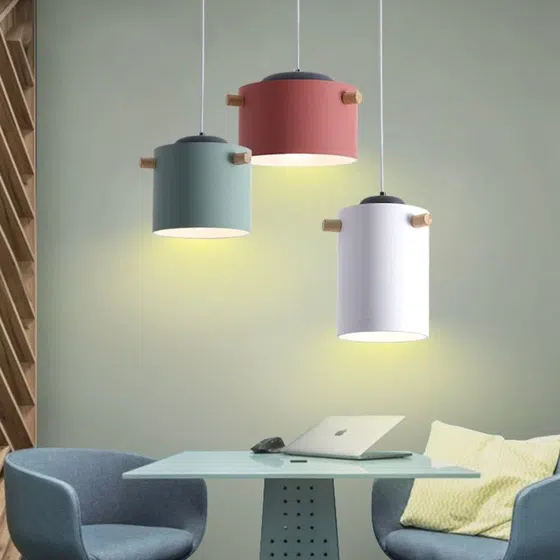 D30cm Column Aluminum Pendant Lamp in Aluminum, installed view
