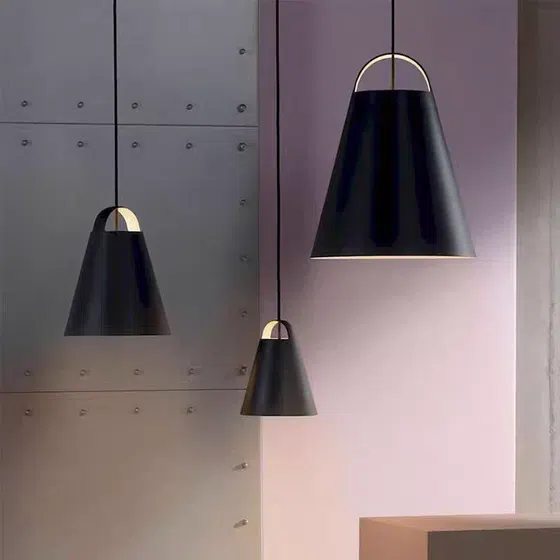 D30cm Cone Black White Pendant Lamp in Aluminum, product photograph
