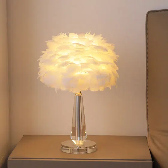 D30CM Crystal Feather Table Light in Crystal, product photograph