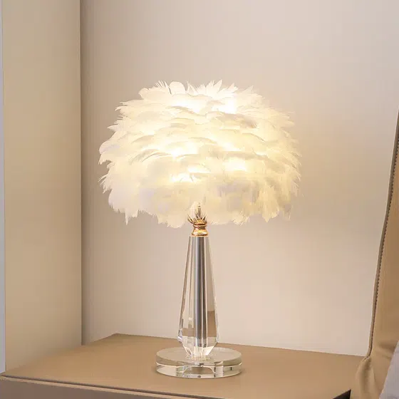 D30CM Crystal Feather Table Light in Crystal, installed view