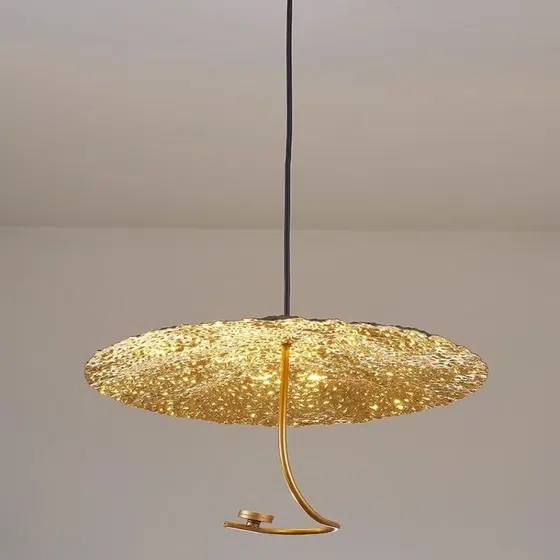 D30CM Gold Foil LED Pendant Light in Iron and Gold Foil, product photograph