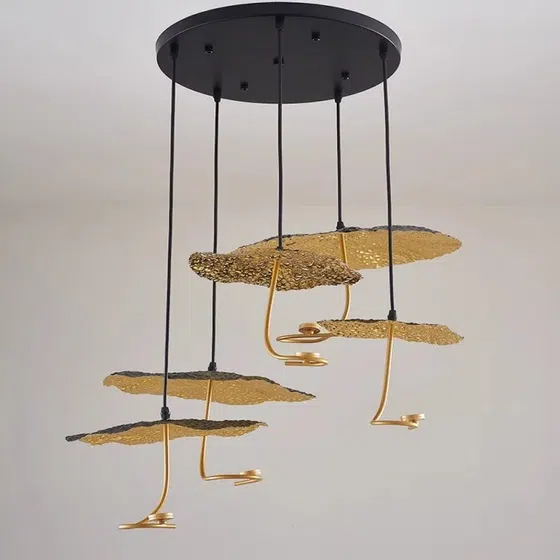 D30CM Gold Foil LED Pendant Light in Iron and Gold Foil, scale view