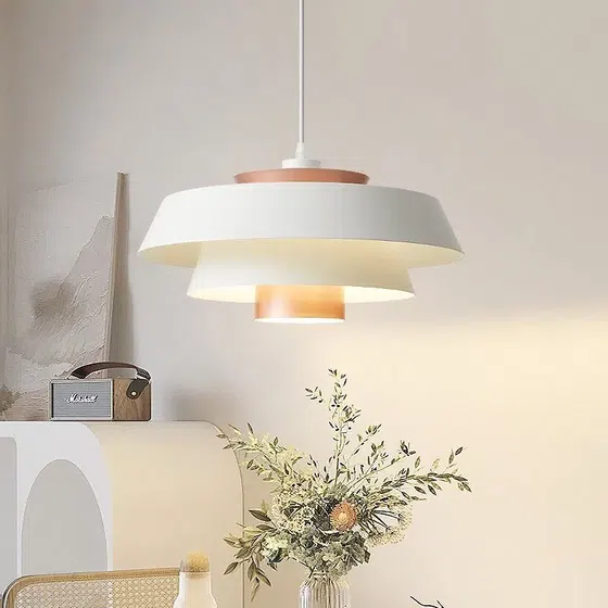 D30cm Round Black White Pendant Light in Aluminum, detail view