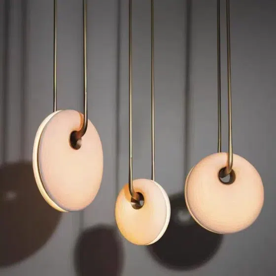 D35CM Creative Round LED Pendant Lamp in Aluminum and Glass, product photograph