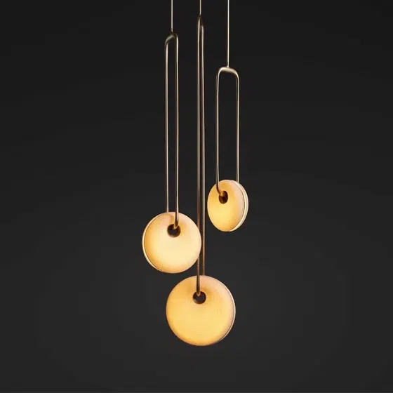 D35CM Creative Round LED Pendant Lamp in Aluminum and Glass, installed view