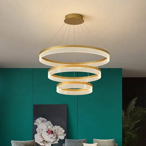 D40/60/80cm Aluminum Acrylic Pendant Lamp in Aluminum Plating and Acrylic, product photograph