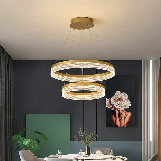 D40/60/80cm Aluminum Acrylic Pendant Lamp in Aluminum Plating and Acrylic, detail view