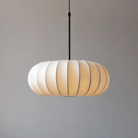 D40cm Silk Pumpkin Pendant Light in Iron and Silk, product photograph