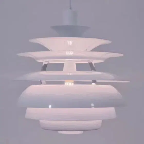 D40cm White Metal Pendant Light in Aluminum Cover, scale view