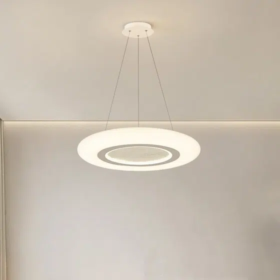 D46/60cm Black White PE Pendant Lamp in Iron and PE, product photograph