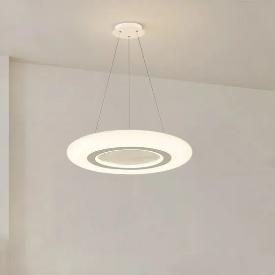 D46/60cm Black White PE Pendant Lamp in Iron and PE, detail view