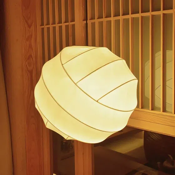 D50CM Silk Ball LED Pendant Light in Iron and Silk, product photograph
