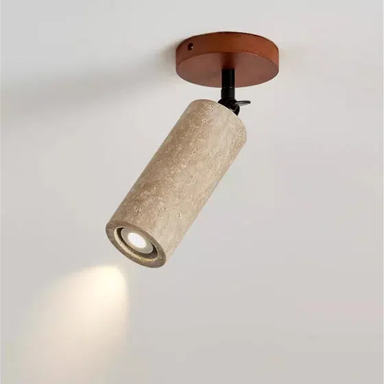 D6.5CM Stone Reading Wall Lamp in Wood and Yellow Travertine, scale view
