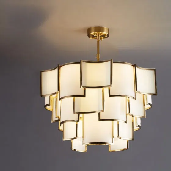 D60/80/100CM Gold Glass Pendant Lamp in Iron Paint and Glass, detail view
