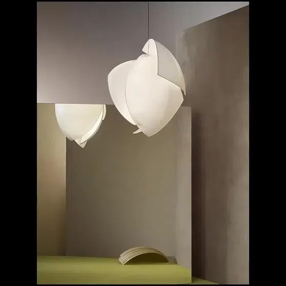 D60CM Fan-Shaped Silk Pendant Light in Iron and Silk, scale view