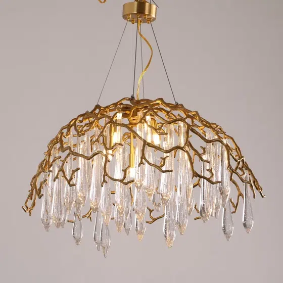 D60CM Glass Chandelier Copper Brass in Copper and Glass, product photograph