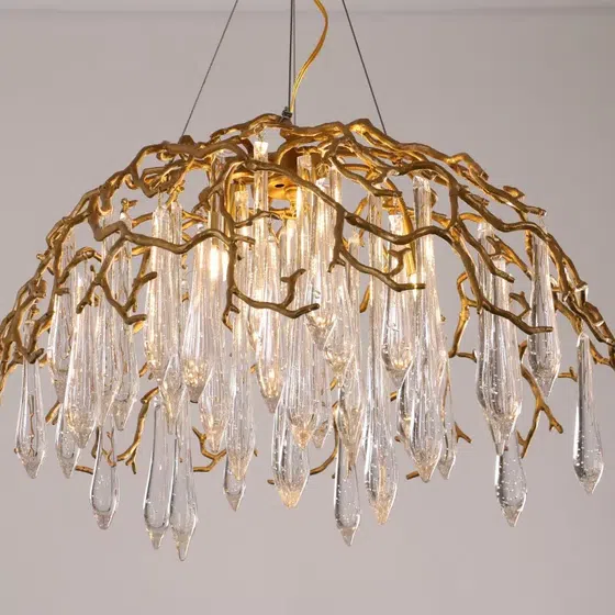 D60CM Glass Chandelier Copper Brass in Copper and Glass, installed view