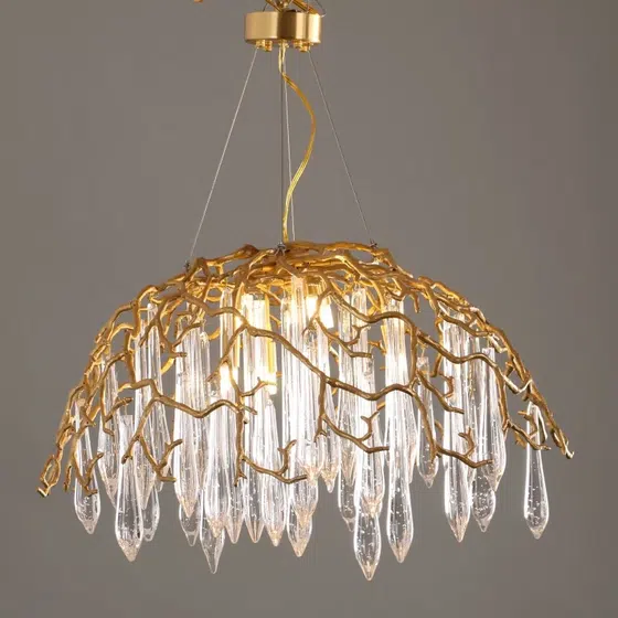 D60CM Glass Chandelier Copper Brass in Copper and Glass, scale view