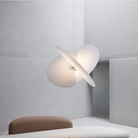 D60cm Leaves Silk Pendant Lamp in Iron and Silk, product photograph