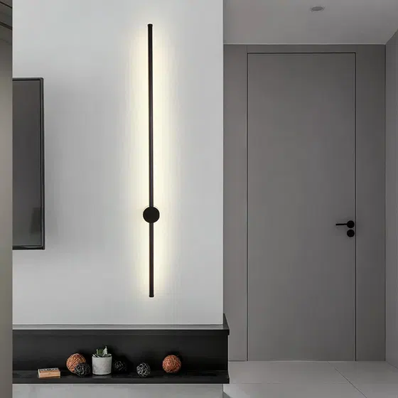Dimmable Indoor Linear Wall Light in Aluminum and PC, installed view