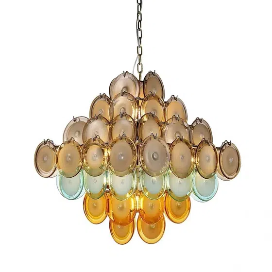 E14 Chrome Glass Pendant Lamp in Iron Plating and Glass, product photograph