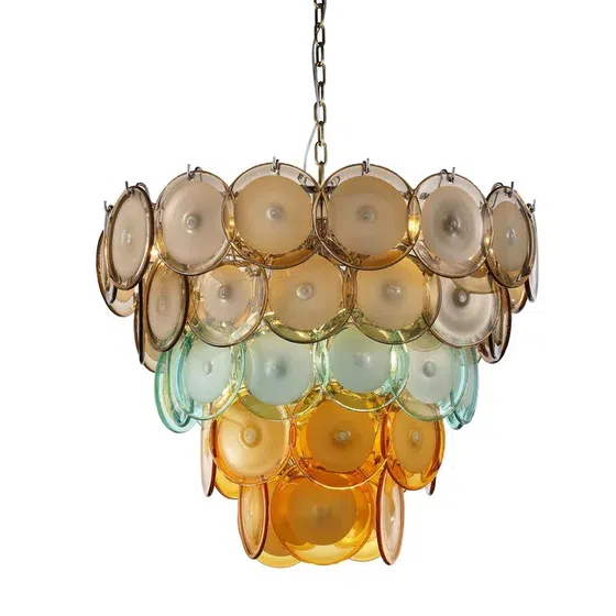 E14 Chrome Glass Pendant Lamp in Iron Plating and Glass, detail view