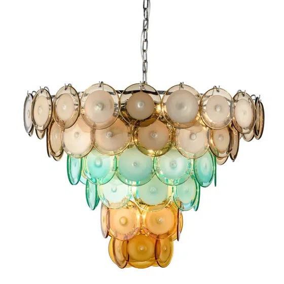 E14 Chrome Glass Pendant Lamp in Iron Plating and Glass, installed view