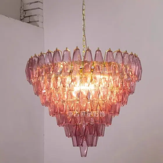 E14 Colourful Glass Pendant Light in Iron Plating and Glass, detail view