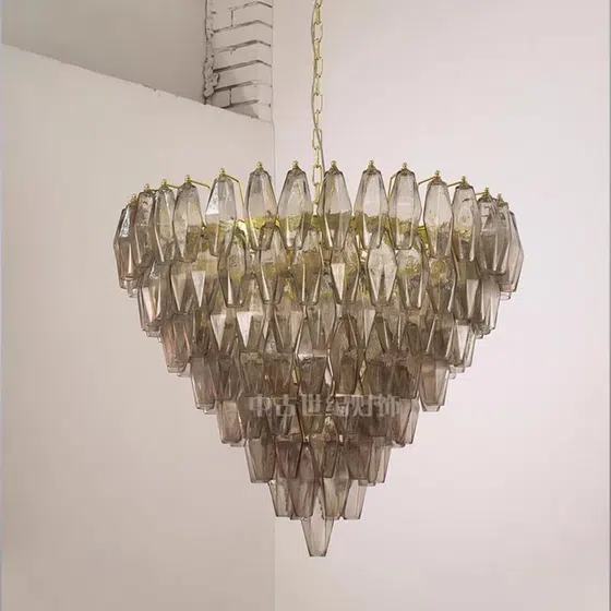 E14 Colourful Glass Pendant Light in Iron Plating and Glass, installed view