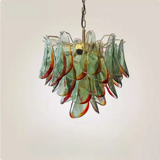 E14 Copper Green Glass Pendant Light in Iron Plating and Glass, detail view