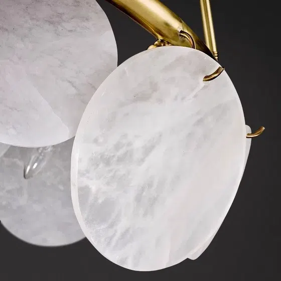 E14 Copper Round Marble Pendant Light in Copper and Marble, scale view
