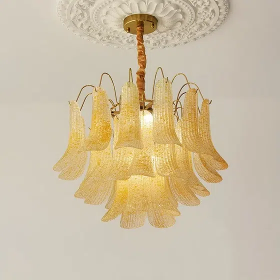 E14/E12 Iron Colorful Glass Pendant Lamp in Iron and Glass, installed view