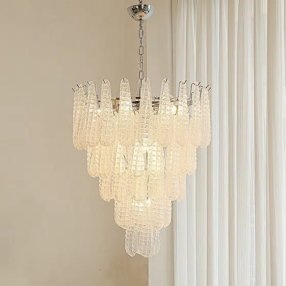 E14/E12 Transparent Pink Glass Pendant Lamp in Iron and Glass, detail view