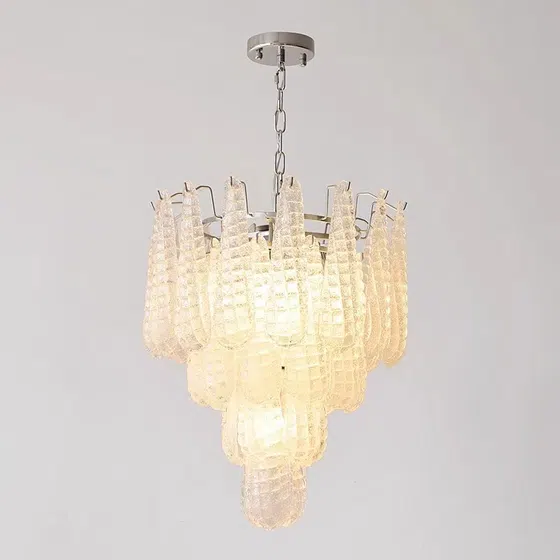 E14/E12 Transparent Pink Glass Pendant Lamp in Iron and Glass, scale view
