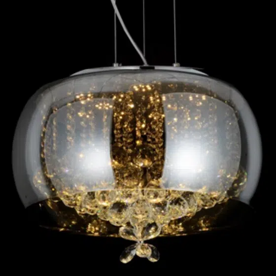E14 Glass Crystal Pendant Lamp in Glass and Crystal, product photograph