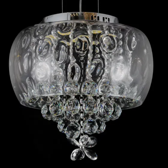 E14 Glass Crystal Pendant Lamp in Glass and Crystal, detail view