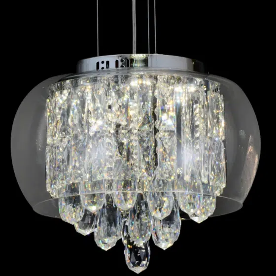 E14 Glass Crystal Pendant Lamp in Glass and Crystal, installed view