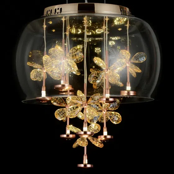 E14 Glass Crystal Pendant Lamp in Glass and Crystal, scale view