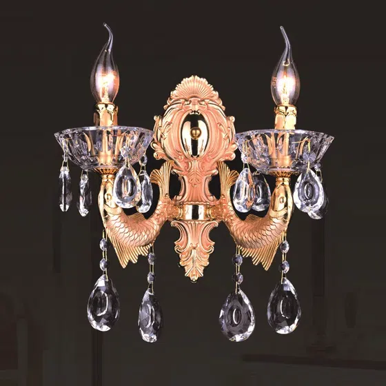 E14 Glass Zinc Alloy Crystal Wall Light in Glass and Zinc Alloy and Crystal, product photograph