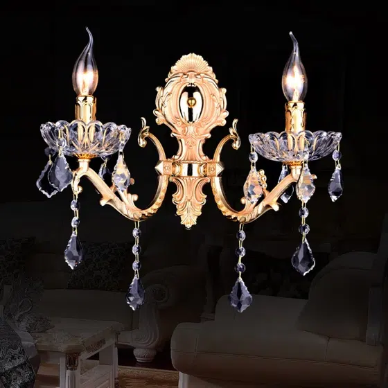 E14 Glass Zinc Alloy Crystal Wall Light in Glass and Zinc Alloy and Crystal, detail view