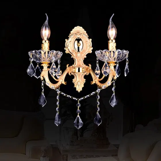 E14 Glass Zinc Alloy Crystal Wall Light in Glass and Zinc Alloy and Crystal, installed view
