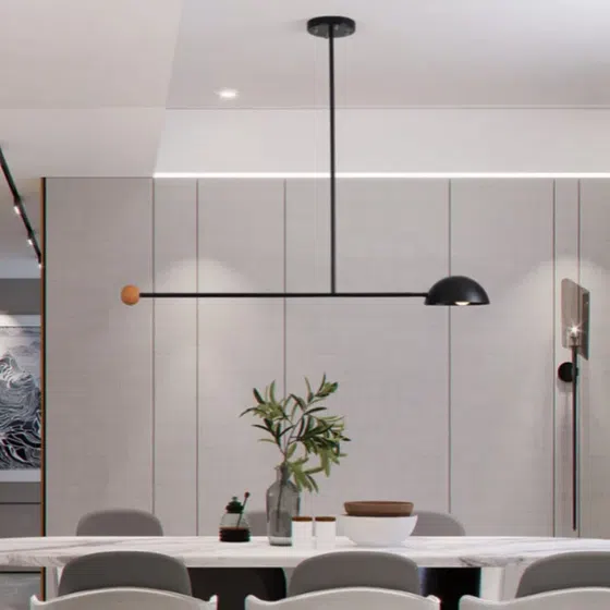 E14 Iron Glass Wood Pendant Light in Iron and Glass and Wood, scale view