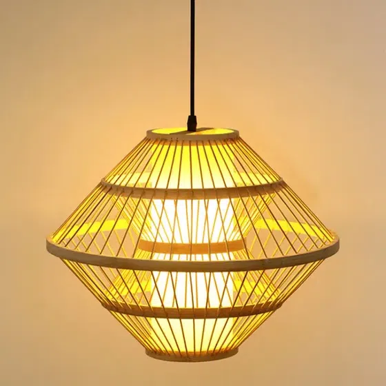 E26/E27 Farmhouse Wood Pendant Lamp in Metal and Wood, detail view