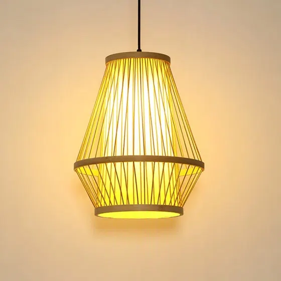 E26/E27 Farmhouse Wood Pendant Lamp in Metal and Wood, installed view