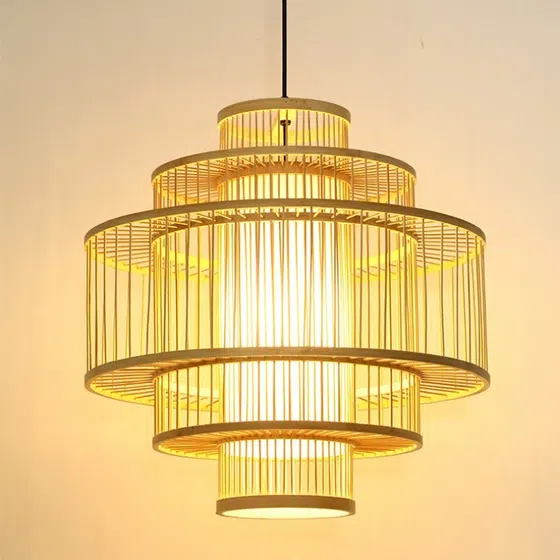 E26/E27 Farmhouse Wood Pendant Lamp in Metal and Wood, scale view