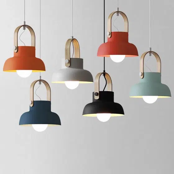 E27 Round Aluminum Colorful Pendant Light in Aluminum, product photograph