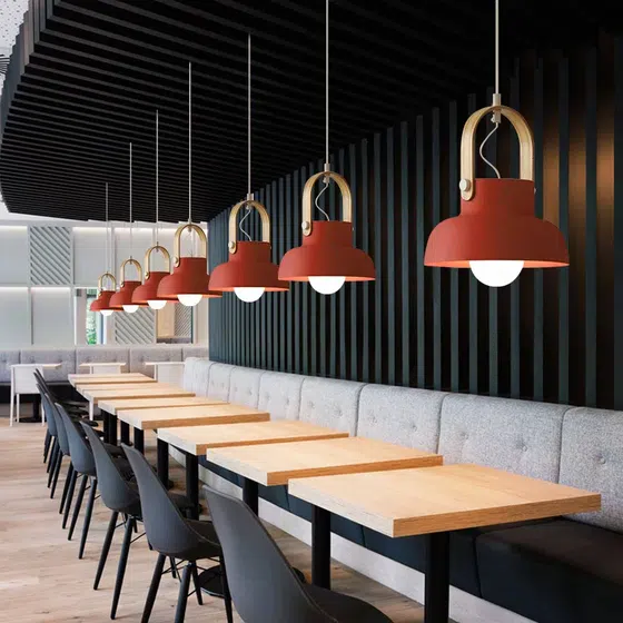 E27 Round Aluminum Colorful Pendant Light in Aluminum, installed view