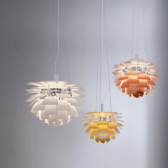 E27 Colorful Pine LED Pendant Light in Aluminum, product photograph