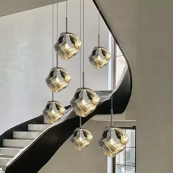 E27/E26 Aluminum Glass Pendant Lamp in Aluminum and Glass, detail view