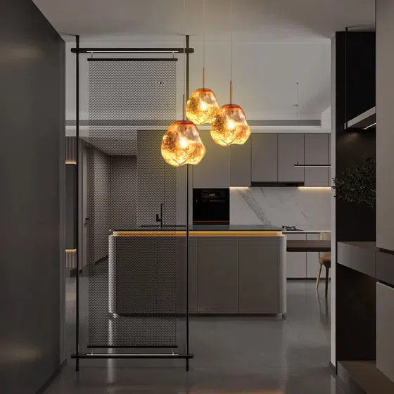 E27/E26 Aluminum Glass Pendant Lamp in Aluminum and Glass, scale view
